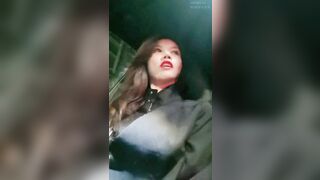 长腿黑丝美女嫩模『露依依』午夜情趣黑丝套装开车接炮友激情车震打野炮 毛多性欲强 干不够 爆操射一脸